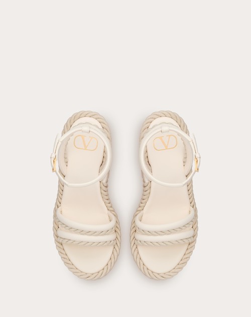 Red Valentino SANDALO ZEPPA VLOGO SUMMERBLOCKS IN NAPPA E TORCHON DI CORDA 130MM Sconti questo mese