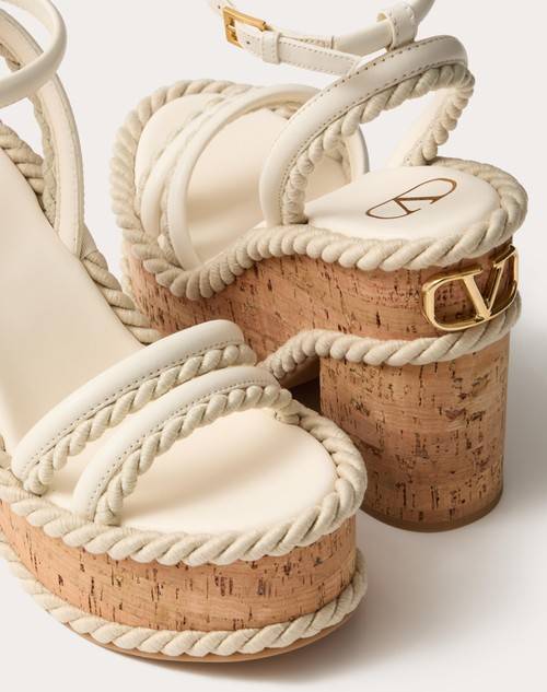 Red Valentino SANDALO ZEPPA VLOGO SUMMERBLOCKS IN NAPPA E TORCHON DI CORDA 130MM Sconti questo mese