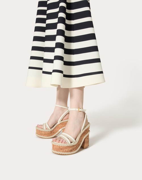 Red Valentino SANDALO ZEPPA VLOGO SUMMERBLOCKS IN NAPPA E TORCHON DI CORDA 130MM Sconti questo mese