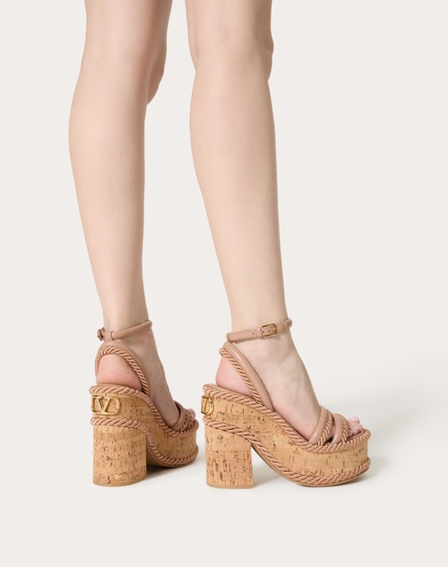 Red Valentino SANDALO ZEPPA VLOGO SUMMERBLOCKS IN NAPPA E TORCHON DI SETA 130MM 2025