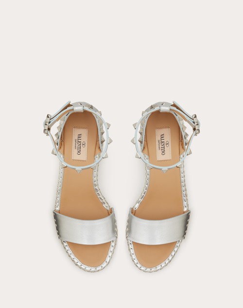Red Valentino SANDALO ZEPPA ROCKSTUD DOUBLE IN NAPPA LAMINATA 105 MM In Linea