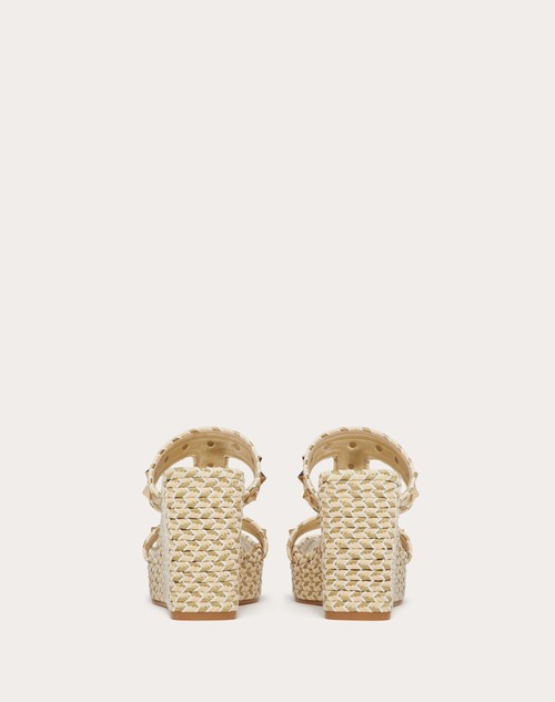 Red Valentino SANDALO ZEPPA ROCKSTUD IN NAPPA LAMINATA 90MM Qualità Garantita