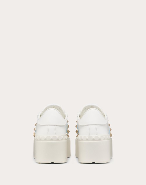Red Valentino SNEAKER FLATFORM ROCKSTUD UNTITLED IN VITELLO CON BANDA IN NAPLACK In Vendita