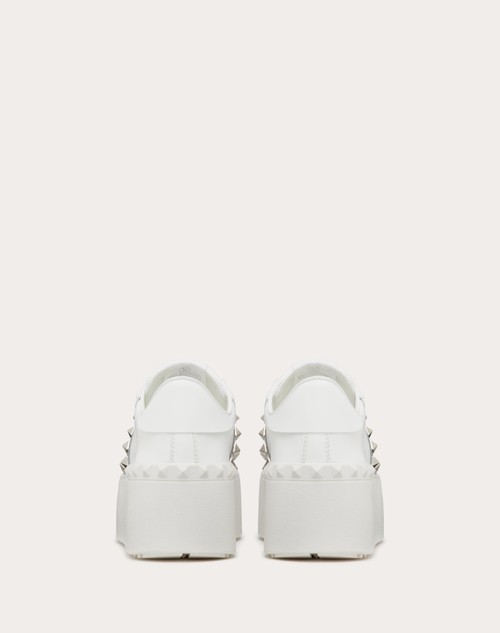 Red Valentino SNEAKER FLATFORM ROCKSTUD UNTITLED IN VITELLO CON BANDA METALLIZZATAEFFETTO CRAQUELÉ Vendita Calda