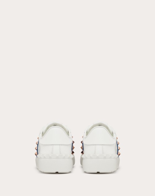 Red Valentino SNEAKER ROCKSTUD UNTITLED IN VITELLO CON BANDA IN DENIM Saldi Di Fabbrica
