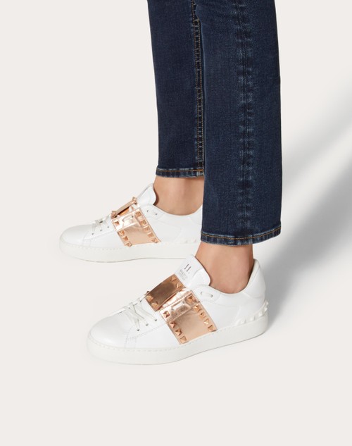 Red Valentino SNEAKER ROCKSTUD UNTITLED IN VITELLO CON BANDA METALLIZZATA Negozio