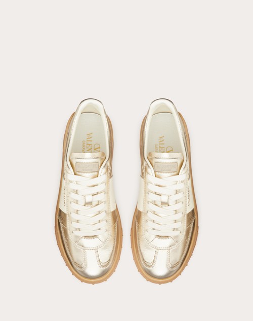 Red Valentino SNEAKER UPVILLAGE IN VITELLO LAMINATO CON BANDA IN VITELLO NAPPATO Negozio online di fabbrica