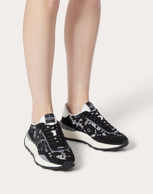 Red Valentino SNEAKER LACERUNNER IN PIZZO E MESH Comprare a buon mercato