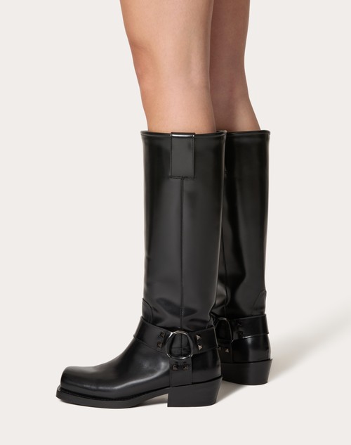 Red Valentino STIVALE BIKER ROCKSTUD IN VITELLO 40MM Offerta esclusiva