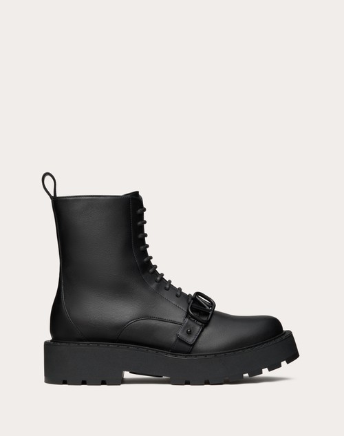 Red Valentino COMBAT BOOT VLOGO SIGNATURE IN VITELLO 45MM