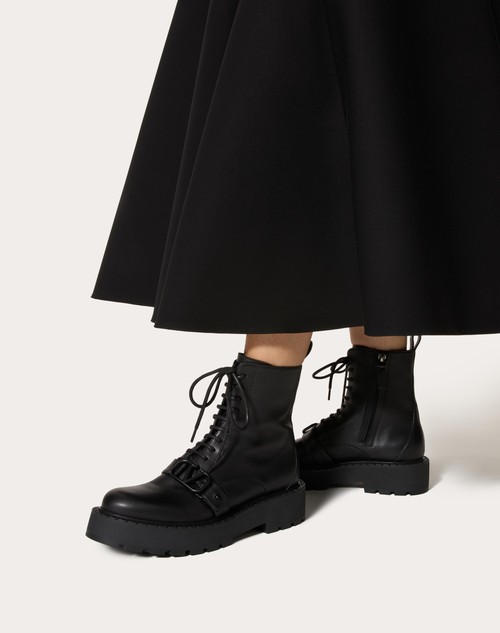 Red Valentino COMBAT BOOT VLOGO SIGNATURE IN VITELLO 45MM Offerte esclusive