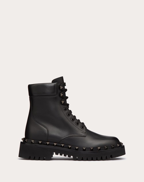 Red Valentino COMBAT BOOT ROCKSTUD IN VITELLO E BORCHIE IN TONO 50MM