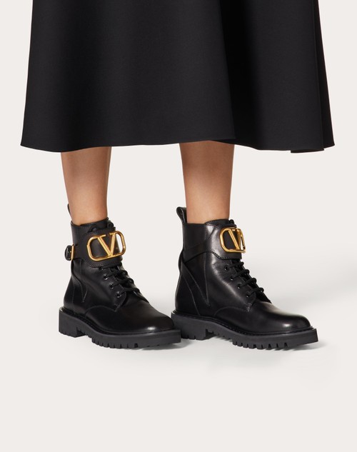 Red Valentino COMBAT BOOT VLOGO SIGNATURE IN VITELLO 35MM Sconti VIP