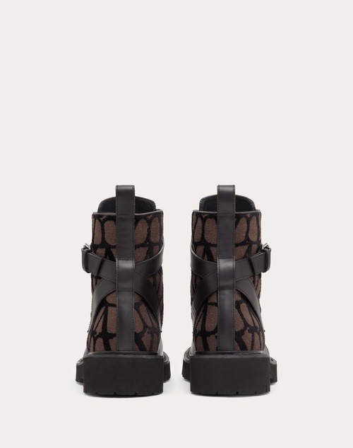Red Valentino COMBAT BOOT VLOGO SIGNATURE IN VITELLO E TOILE ICONOGRAPHE 35MM Prezzo basso