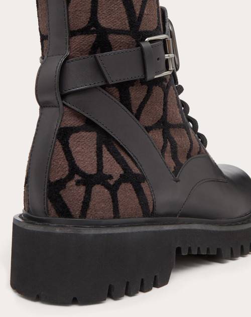 Red Valentino COMBAT BOOT VLOGO SIGNATURE IN VITELLO E TOILE ICONOGRAPHE 35MM Prezzo basso