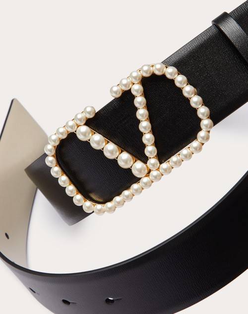 Red Valentino CINTURA REVERSIBILE VLOGO SIGNATURE IN VITELLO LUCIDO CON PERLE 40 MM Enormi sconti