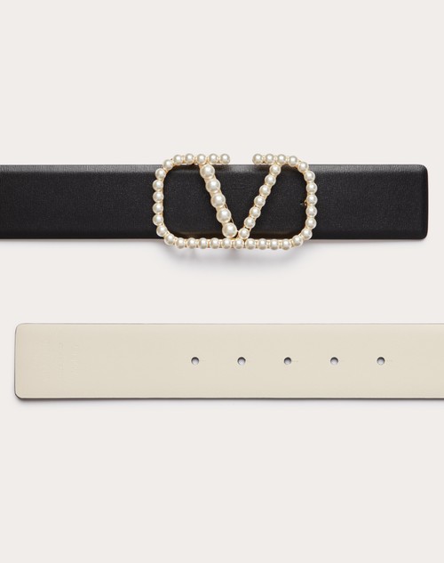 Red Valentino CINTURA REVERSIBILE VLOGO SIGNATURE IN VITELLO LUCIDO CON PERLE 40 MM Enormi sconti