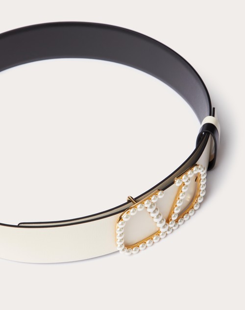 Red Valentino CINTURA REVERSIBILE VLOGO SIGNATURE IN VITELLO LUCIDO CON PERLE 40 MM Enormi sconti