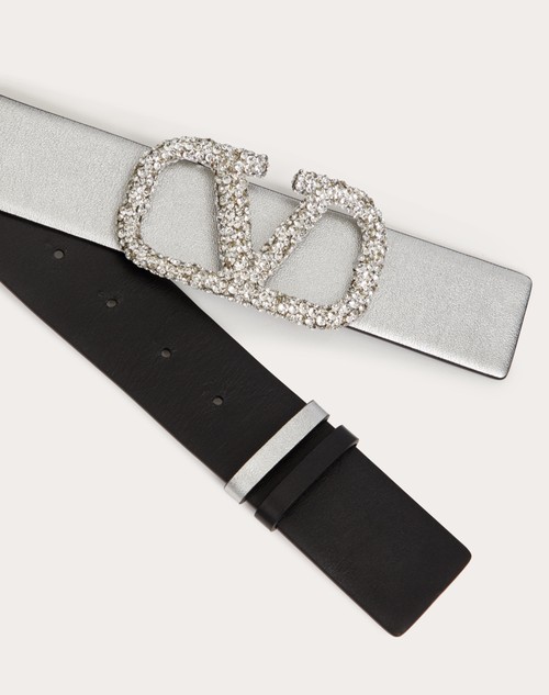 Red Valentino CINTURA REVERSIBILE VLOGO SIGNATURE IN VITELLO METALLIZZATO 40 MM Trasporto libero internazionale