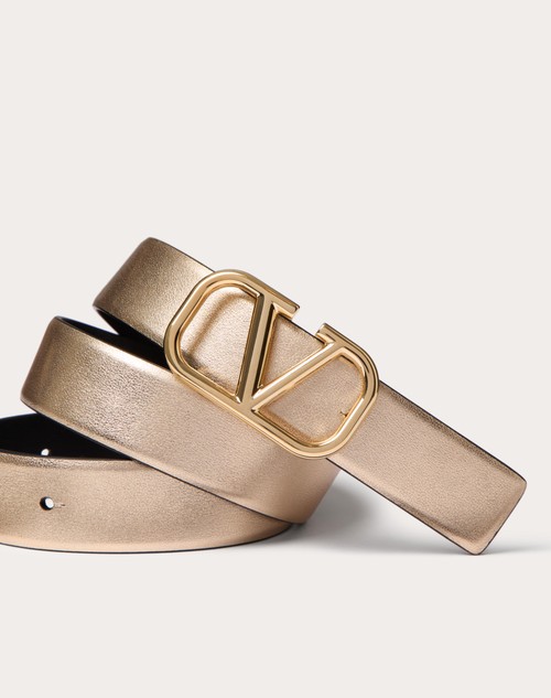 Red Valentino CINTURA REVERSIBILE VLOGO SIGNATURE IN VITELLO METALLIZZATO E VITELLO LUCIDO 30 MM Esporta salva