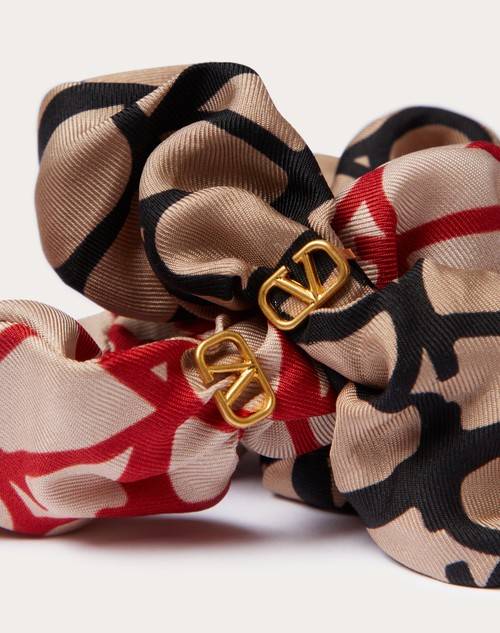 Red Valentino SET SCRUNCHIES TOILE ICONOGRAPHE IN SETA CON APPLICAZIONE VLOGO Affare Del Giorno