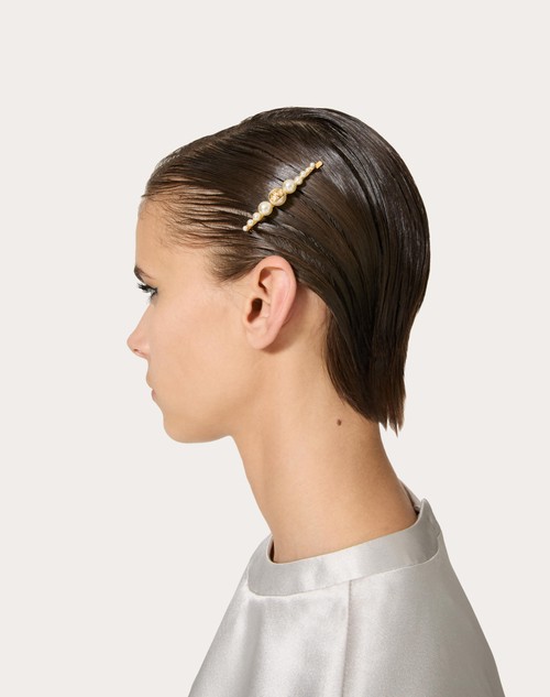Red Valentino FERMAGLIO PER CAPELLI VLOGO SIGNATURE IN METALLO E PERLE Prezzo Ridotto