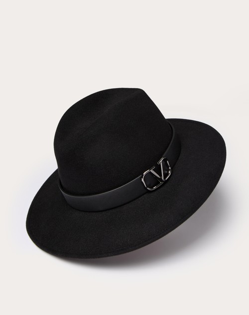 Red Valentino CAPPELLO FEDORA VLOGO SIGNATURE IN TESSUTO LAPIN E PELLE Sconto
