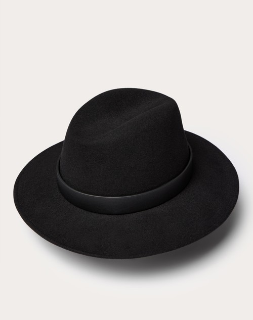 Red Valentino CAPPELLO FEDORA VLOGO SIGNATURE IN TESSUTO LAPIN E PELLE Offerta