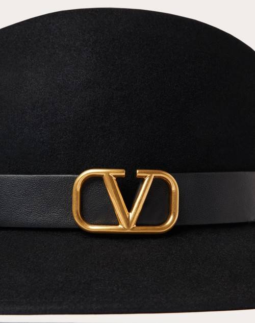 Red Valentino CAPPELLO FEDORA VLOGO SIGNATURE IN TESSUTO LAPIN E PELLE Vendite Flash