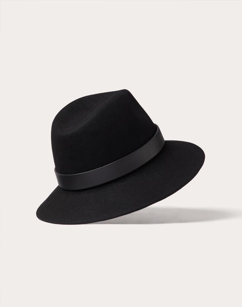 Red Valentino CAPPELLO FEDORA VLOGO SIGNATURE IN TESSUTO LAPIN E PELLE Negozio
