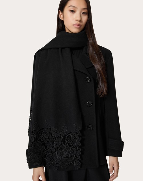 Red Valentino SCIARPA LACE IN LANA E CACHEMIRE CON DETTAGLIO IN PIZZO MACRAME' Smaltimento dello stoccaggio