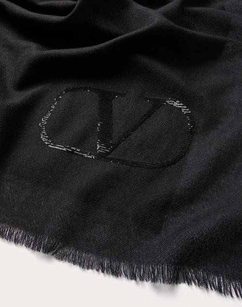 Red Valentino SCIALLE VLOGO SIGNATURE IN CASHMERE E SETA CON LOGO IN LUREX Lightning offer