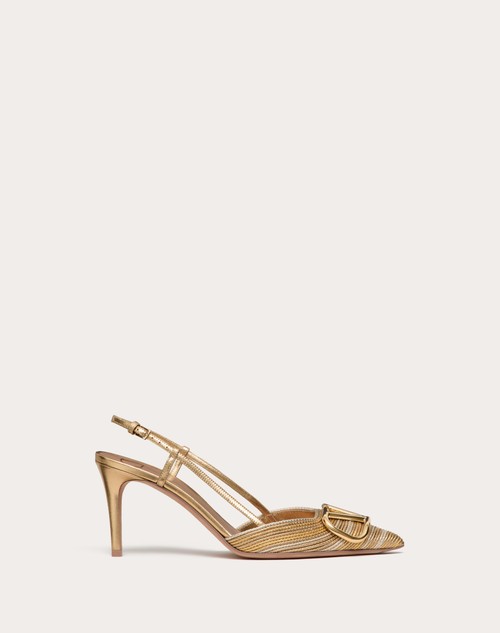 Red Valentino DÉCOLLETÉ SLINGBACK VLOGO SIGNATURE METALIZZATO CON RICAMO CORNELY 80MM