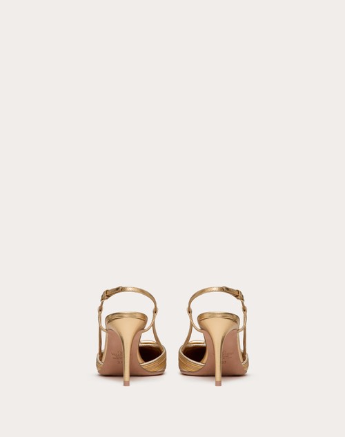 Red Valentino DÉCOLLETÉ SLINGBACK VLOGO SIGNATURE METALIZZATO CON RICAMO CORNELY 80MM Rilascio limitato