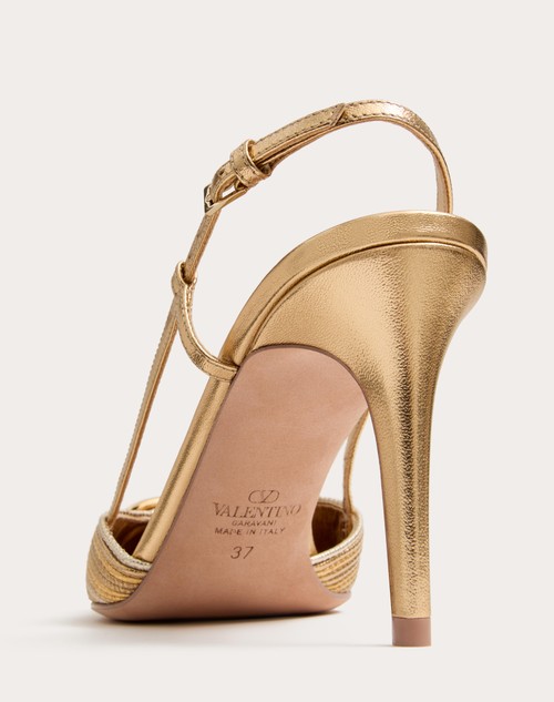 Red Valentino DÉCOLLETÉ SLINGBACK VLOGO SIGNATURE METALIZZATO CON RICAMO CORNELY 80MM Rilascio limitato