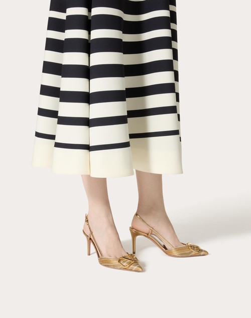 Red Valentino DÉCOLLETÉ SLINGBACK VLOGO SIGNATURE METALIZZATO CON RICAMO CORNELY 80MM Rilascio limitato