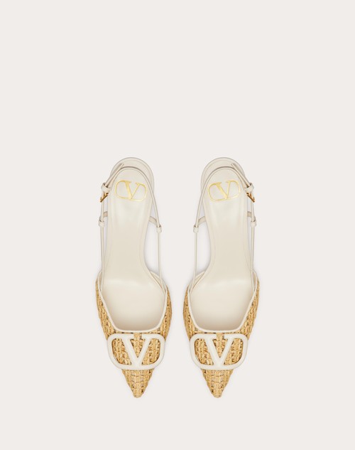 Red Valentino DÉCOLLETÉ SLINGBACK VLOGO SIGNATURE IN RAFIA INTRECCIATA 80MM Fino al 60% di sconto