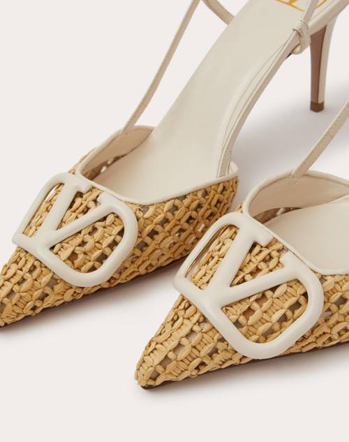 Red Valentino DÉCOLLETÉ SLINGBACK VLOGO SIGNATURE IN RAFIA INTRECCIATA 80MM Fino al 60% di sconto