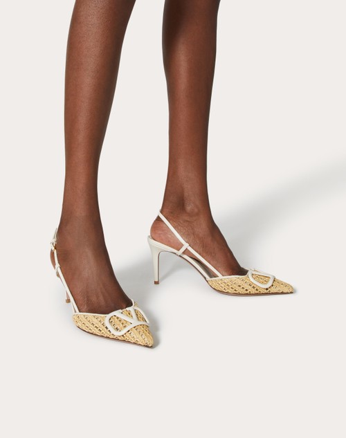 Red Valentino DÉCOLLETÉ SLINGBACK VLOGO SIGNATURE IN RAFIA INTRECCIATA 80MM Fino al 60% di sconto