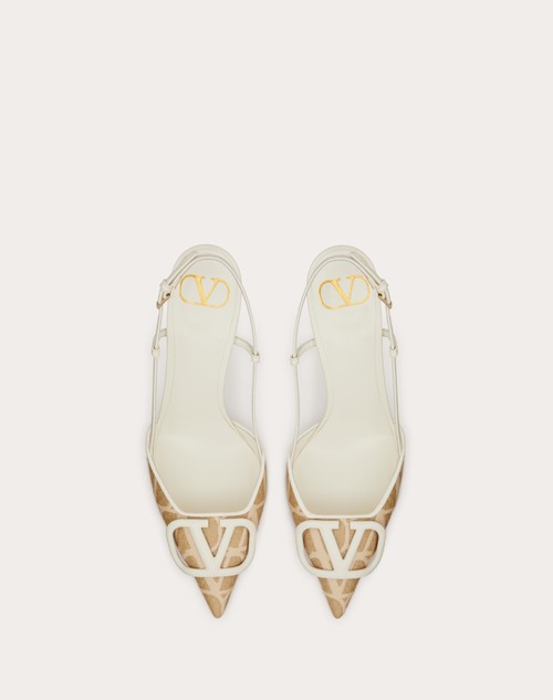 Red Valentino DÉCOLLETÉ SLINGBACK VLOGO SIGNATURE IN RAFIA TOILE ICONOGRAPHE 80MM Fino al 65% di sconto