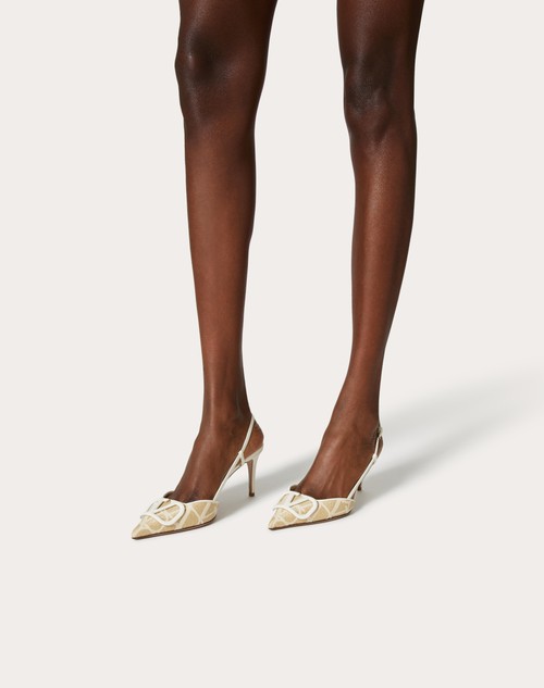 Red Valentino DÉCOLLETÉ SLINGBACK VLOGO SIGNATURE IN RAFIA TOILE ICONOGRAPHE 80MM Fino al 65% di sconto