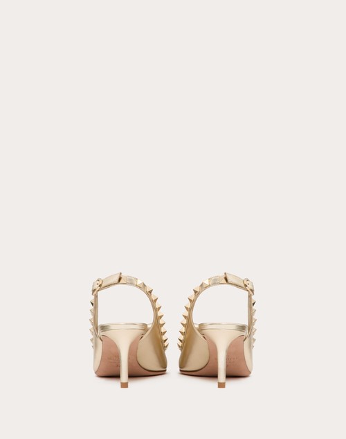 Red Valentino DÉCOLLETÉ SLINGBACK ROCKSTUD BOW IN NAPPA LAMINATA E BORCHIE IN TONO 60MM Limitato a 3 giorni