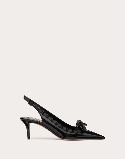 Red Valentino DÉCOLLETÉ SLINGBACK ROCKSTUD BOW IN VERNICE E BORCHIE IN TONO 60MM