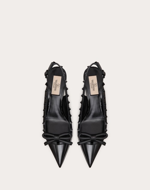Red Valentino DÉCOLLETÉ SLINGBACK ROCKSTUD BOW IN VERNICE E BORCHIE IN TONO 60MM Esporta salva