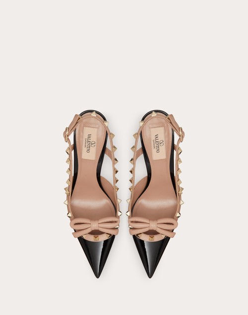 Red Valentino DÉCOLLETÉ SLINGBACK ROCKSTUD BOW IN VERNICE 100MM In vendita