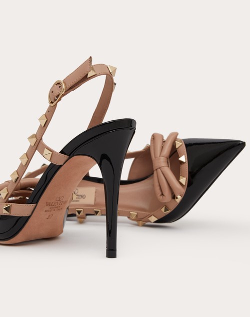 Red Valentino DÉCOLLETÉ SLINGBACK ROCKSTUD BOW IN VERNICE 100MM In vendita
