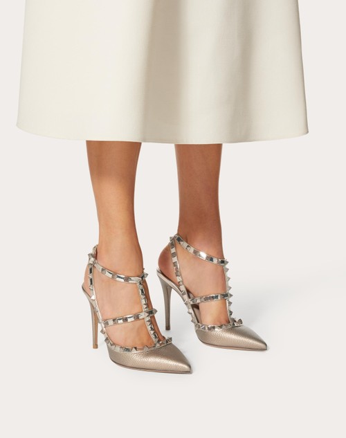 Red Valentino DÉCOLLETÉ ROCKSTUD METALLIZZATA CON CINTURINI 100MM Acquista Ora