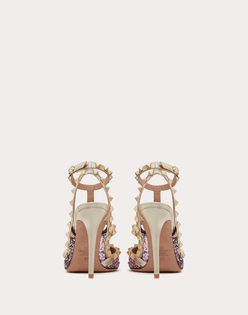 Red Valentino DÉCOLLETÉ ROCKSTUD CON RICAMO PAILLETTES E CINTURINI 100MM Consegna Veloce