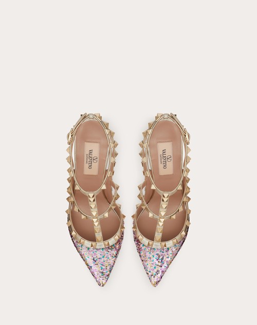 Red Valentino DÉCOLLETÉ ROCKSTUD CON RICAMO PAILLETTES E CINTURINI 100MM Consegna Veloce