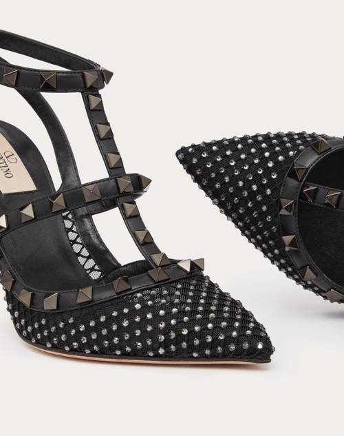 Red Valentino DÉCOLLETÉ ROCKSTUD IN RETE CON CRISTALLI E CINTURINI 100MM Promozione Limitata
